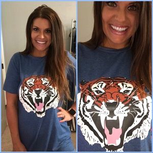 Heathered Blue Tiger Tee- War Eagle